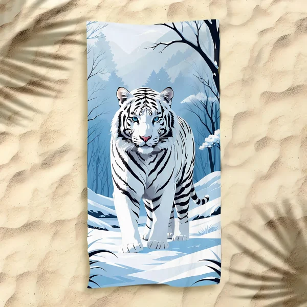 Hot Selling Tiger Beach Towel Microfiber Digital Print Bath Towel Bold Tiger Design Sun Protection Shawl Extra Large Towel 2