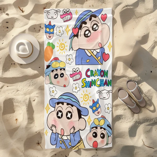 Crayon Shinchan Themed Beach Towel: Fun and Colorful for Summer! Suitable for towels, bath towels, beach towels 3