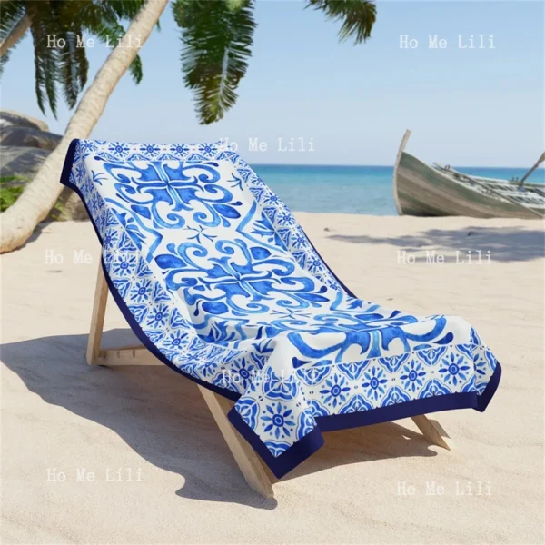 Blue And White Spanish Tile Coastal Gifts Quick Drying Towel 1