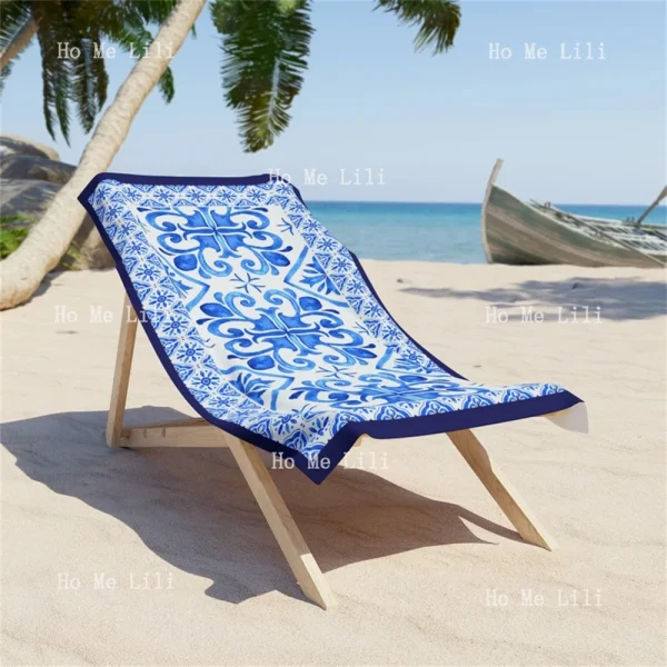 Blue And White Spanish Tile Coastal Gifts Quick Drying Towel 2