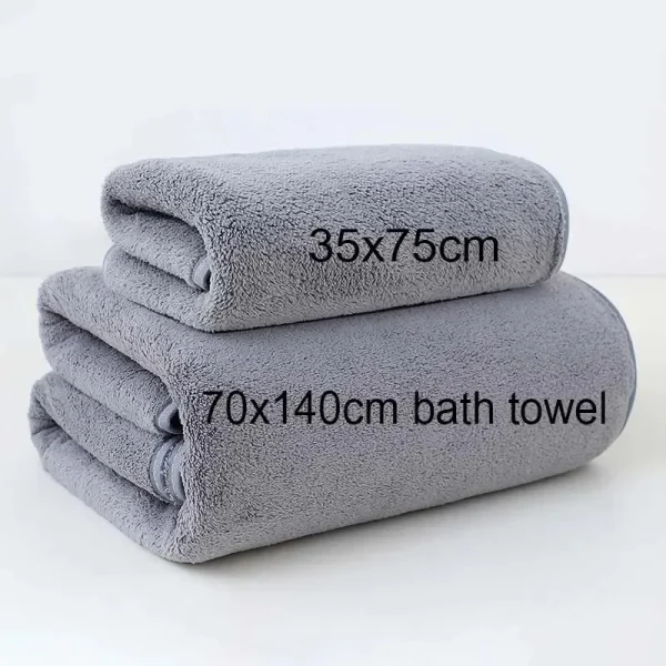 Solid Color Coral Fleece Thickened Towel Set - Soft Absorbent Bath Towels for Home Gym Face Washing - Soft Towels Set 1