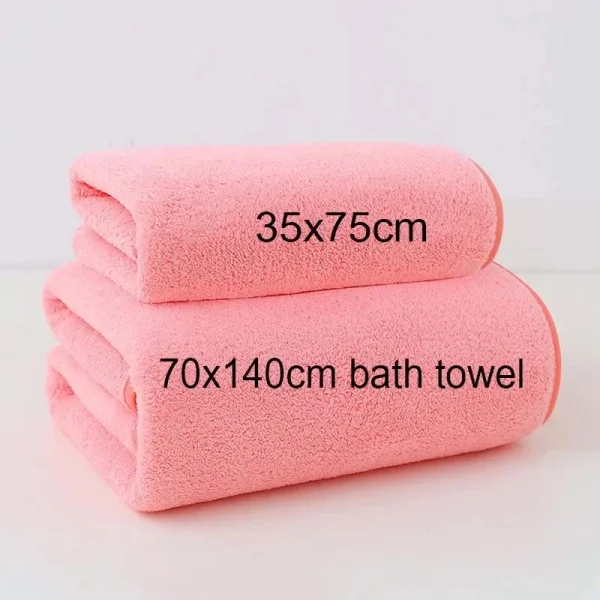 Solid Color Coral Fleece Thickened Towel Set - Soft Absorbent Bath Towels for Home Gym Face Washing - Soft Towels Set 2