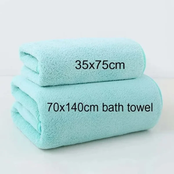 Solid Color Coral Fleece Thickened Towel Set - Soft Absorbent Bath Towels for Home Gym Face Washing - Soft Towels Set 3