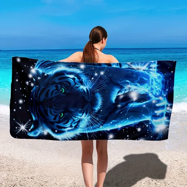 Blue Tiger Electric Cool Beach TowelMicrofiber terry bath towels for yoga, travel, swimming, fitness and camping 3