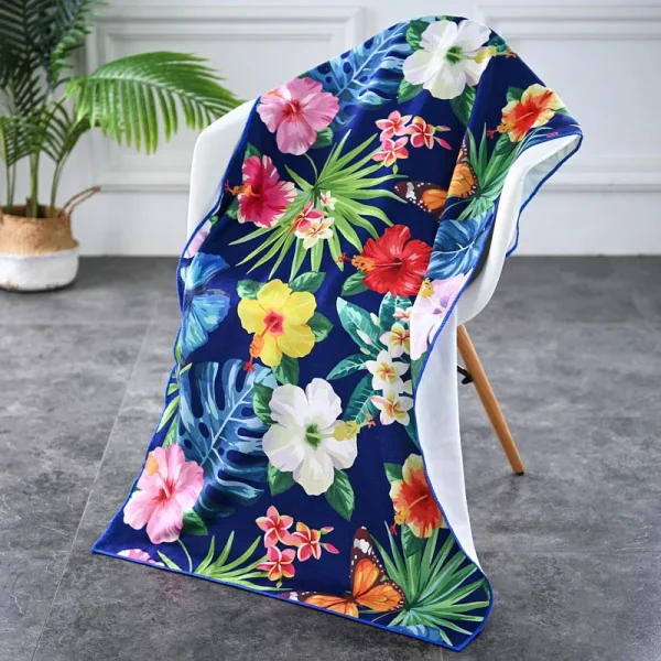 Microfiber Beach Towel Summer Seaside Swimming Vacation Absorbent Quick Dry Printed Bath Towel for Camping Beach Roadtrip 6
