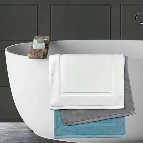 White Floor Towel Thicken Jacquard SPA Bathroom Mat Hotel Home Grey Bath Mats 100%Cotton Non-Slip Water Absorption Bathtub Towel 1