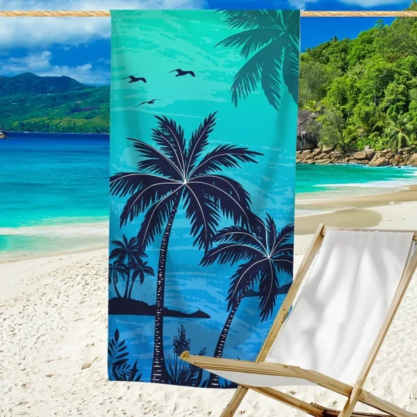 Tropical Palm Tree Beach Towel: Dive into Summer Vibes! Suitable for towels, bath towels, beach towels 1