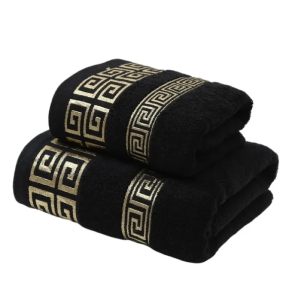 2pcs Set Black Bathroom Towel Sets 100% Cotton Embroidered Bathroom Towel Christmas Gift Sport Towel Sets Home Hotel Use 수건 세트 1