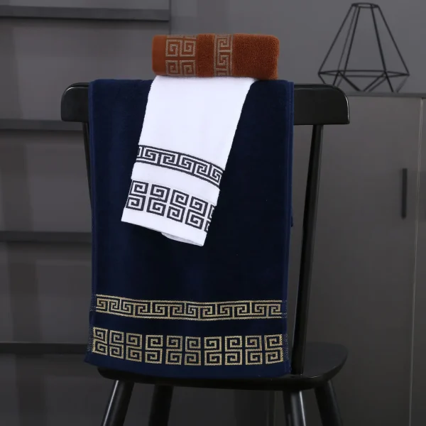 2pcs Set Black Bathroom Towel Sets 100% Cotton Embroidered Bathroom Towel Christmas Gift Sport Towel Sets Home Hotel Use 수건 세트 5