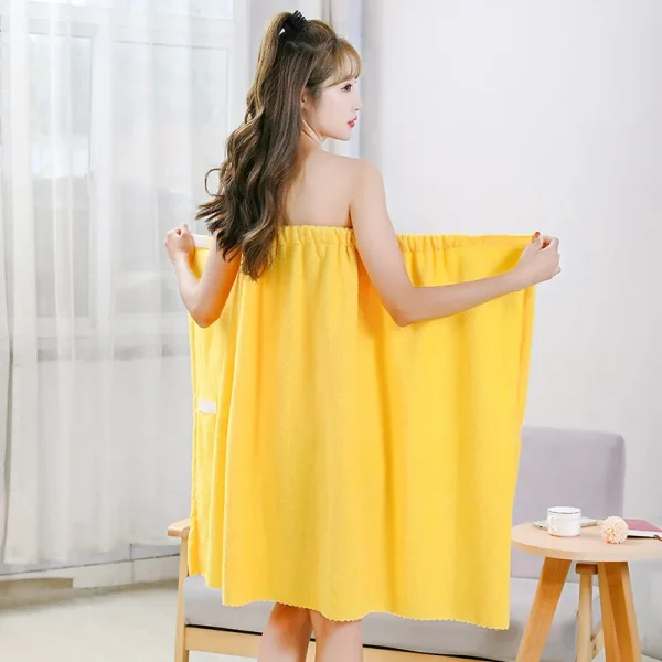 Women Fast Drying Bowknot Wearable Bath Towel Shower Spa Wrap Body Beach Bathroom Bathrobe Robe Soft Absorbent Microfiber 2