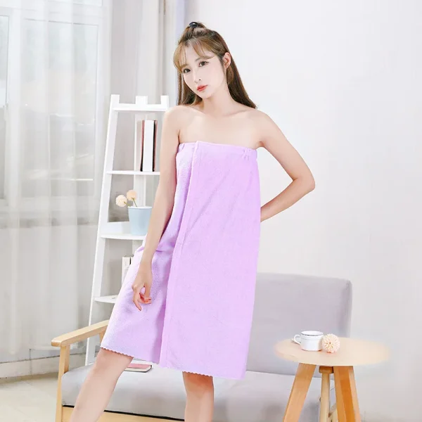 Women Fast Drying Bowknot Wearable Bath Towel Shower Spa Wrap Body Beach Bathroom Bathrobe Robe Soft Absorbent Microfiber 5