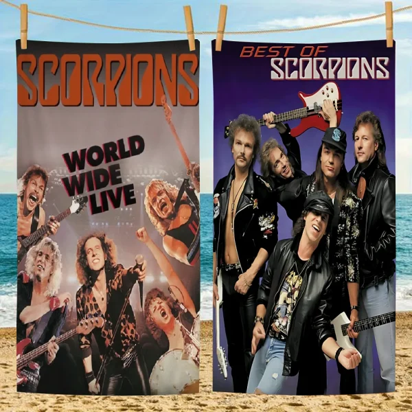 Rock Band Scorpions Microfiber Blanket Quick Drying Beach Towels Oversized Printing Super Absorbent Pool Towel Blanket 2