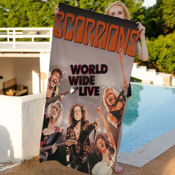 Rock Band Scorpions Microfiber Blanket Quick Drying Beach Towels Oversized Printing Super Absorbent Pool Towel Blanket 3