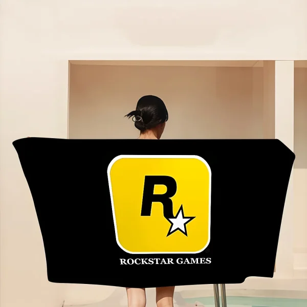 R-Rockstar Games Microfiber Printed Beach Towel Mountain Climbing Yoga Beach Swimming Running Absorbent Soft Towel 1