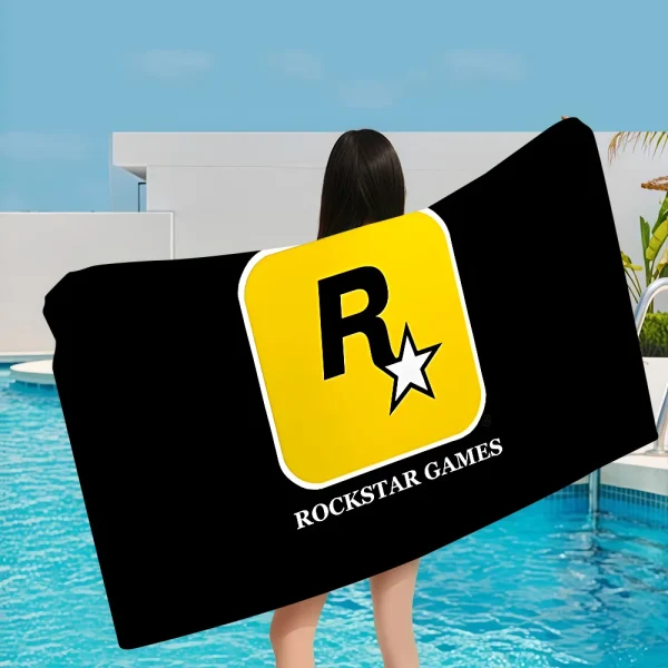 R-Rockstar Games Microfiber Printed Beach Towel Mountain Climbing Yoga Beach Swimming Running Absorbent Soft Towel 2