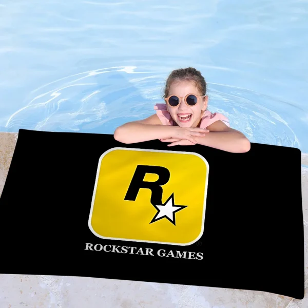 R-Rockstar Games Microfiber Printed Beach Towel Mountain Climbing Yoga Beach Swimming Running Absorbent Soft Towel 3