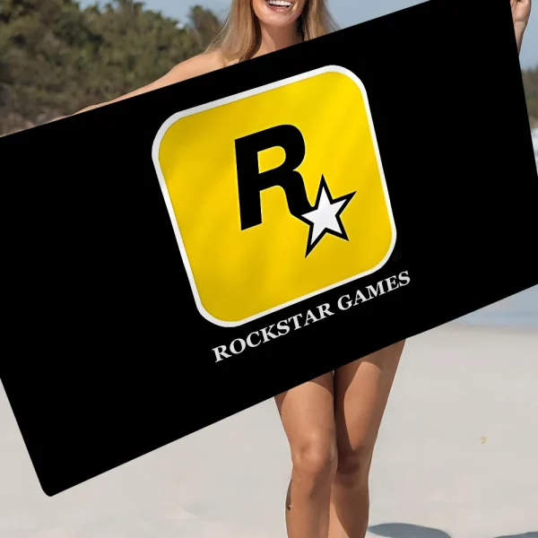 R-Rockstar Games Microfiber Printed Beach Towel Mountain Climbing Yoga Beach Swimming Running Absorbent Soft Towel 4