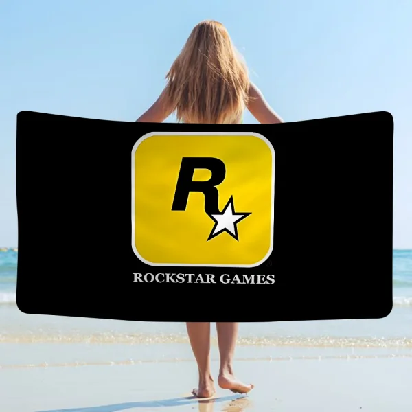 R-Rockstar Games Microfiber Printed Beach Towel Mountain Climbing Yoga Beach Swimming Running Absorbent Soft Towel 6