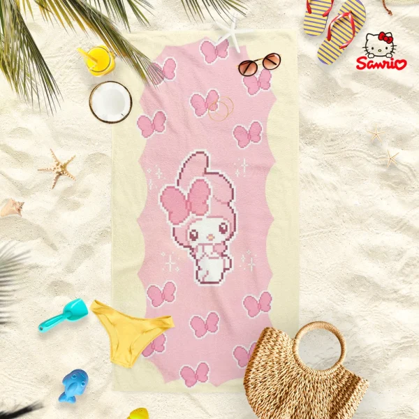 Adorable Sanrio Character Beach Towels: Kuromi, My Melody, Pompurin, and More! Suitable for towels, bath towels, beach towels 3