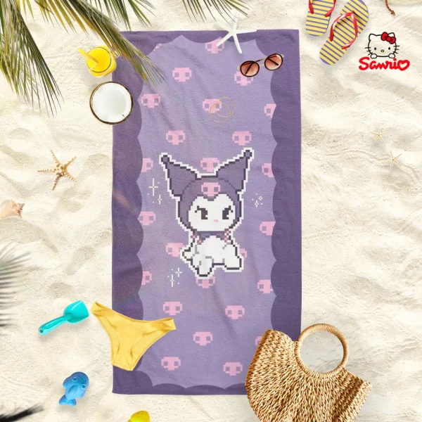 Adorable Sanrio Character Beach Towels: Kuromi, My Melody, Pompurin, and More! Suitable for towels, bath towels, beach towels 4