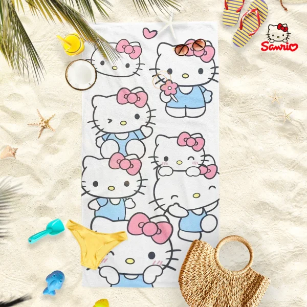 Adorable Sanrio Character Beach Towels: Kuromi, My Melody, Pompurin, and More! Suitable for towels, bath towels, beach towels 5