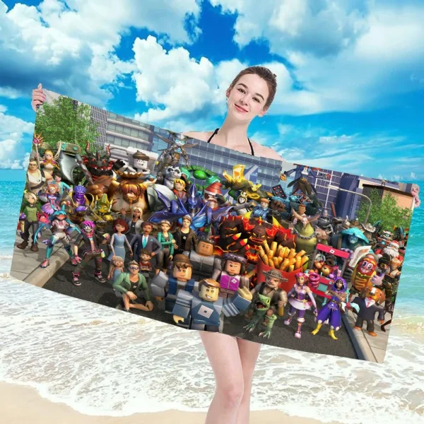 3D GAME R-ROBLOXES Towel Beach Towels Large Spa Bathrobe Girl Bath Bathroom Size Christmas Bathing Adults Robe Anime Home Garden 3