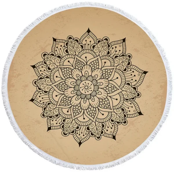 BeddingOutlet Bohemian Round Beach Towel Sky Blue Tassel Mandala Tapestry Yoga Mat Floral Toalla Sunblock Boho Blanket 150cm 6