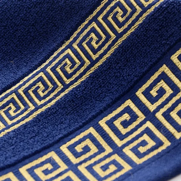 70x140cm Big Bath Towels Geometric Embroidered Bathroom Cotton Towels Blue White Brown Luxury Personalized Gift Towels 수건 세트 2