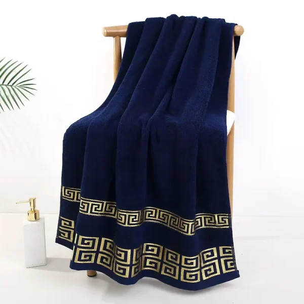 70x140cm Big Bath Towels Geometric Embroidered Bathroom Cotton Towels Blue White Brown Luxury Personalized Gift Towels 수건 세트 5