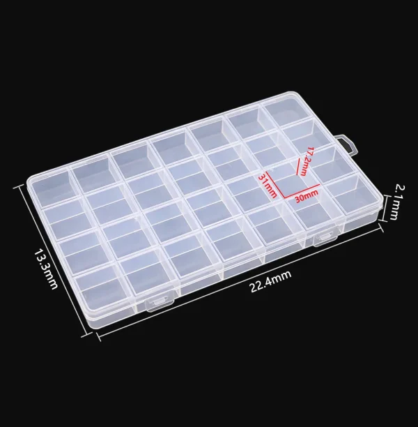NEW 28 Grid Rectangle Plastic Jewelry Box Compartment Storage Box Case Jewelry Earring Bead Craft Display Container Organizer 3