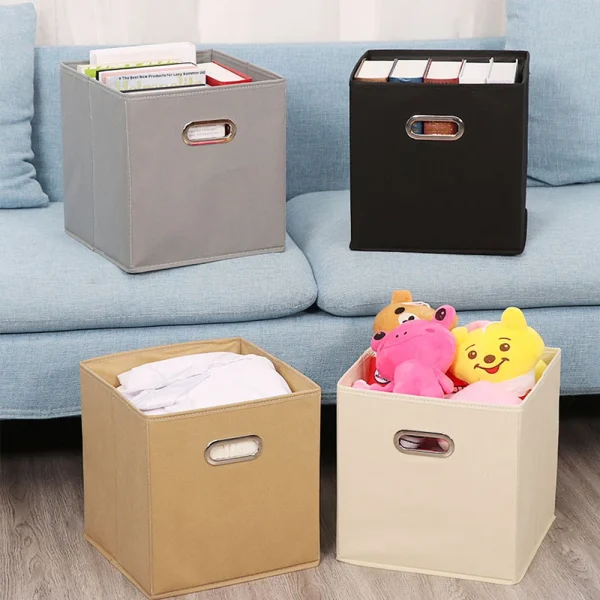 Fabric Cloth Storage Box for Book Clothes Toys Sundries Storage Foldable Closet Drawer Storage Organizer Bins Basket 1