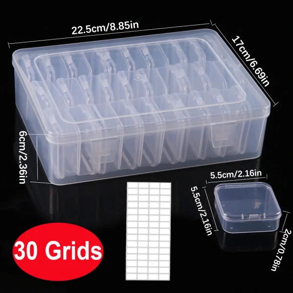 4/12/14/15/30/45 Grids DIY Diamond Painting Multifunctional Storage Box, Nail Art Jewelry Rhinestone Mosaic Storage Container 2