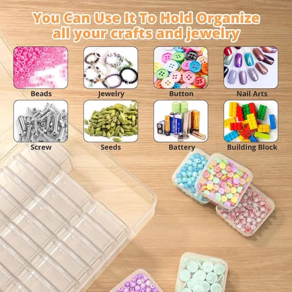 4/12/14/15/30/45 Grids DIY Diamond Painting Multifunctional Storage Box, Nail Art Jewelry Rhinestone Mosaic Storage Container 6