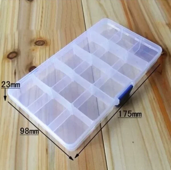 15 Grids Adjustable Plastic Jewelry Beads Pills Nail Tips Storage Box Case Container Organizer Container Home Supplies 2