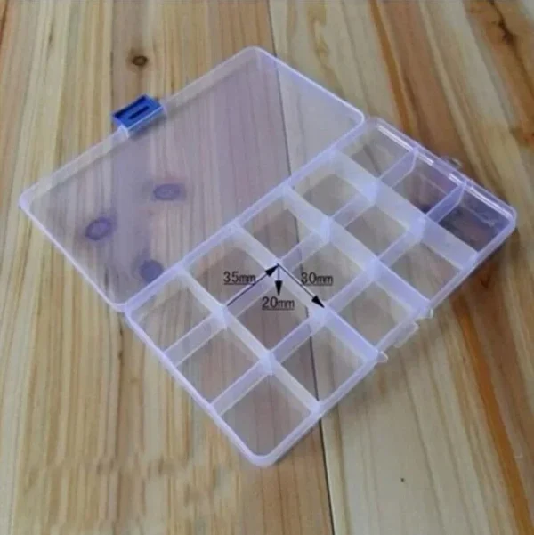 15 Grids Adjustable Plastic Jewelry Beads Pills Nail Tips Storage Box Case Container Organizer Container Home Supplies 6