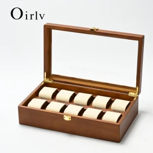 Oirlv 10-Slots Watch Box Jewelry Organizer Case Watch Organizer Large Multifunctional Watch Display Case Watch Storage Box 1