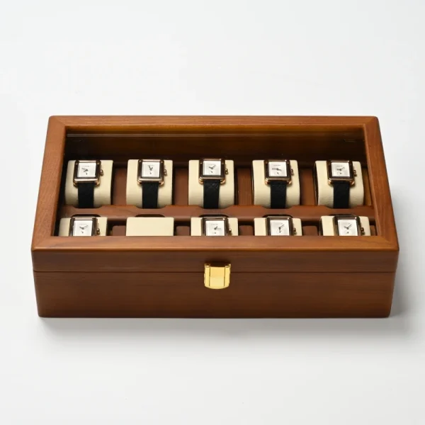 Oirlv 10-Slots Watch Box Jewelry Organizer Case Watch Organizer Large Multifunctional Watch Display Case Watch Storage Box 2