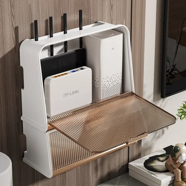 Hanging Wireless Wifi Router Shelf Storage Box Wall ABS Plastic Organizer Box Cable Power Bracket Organizer Box Home Decor Stuff 1