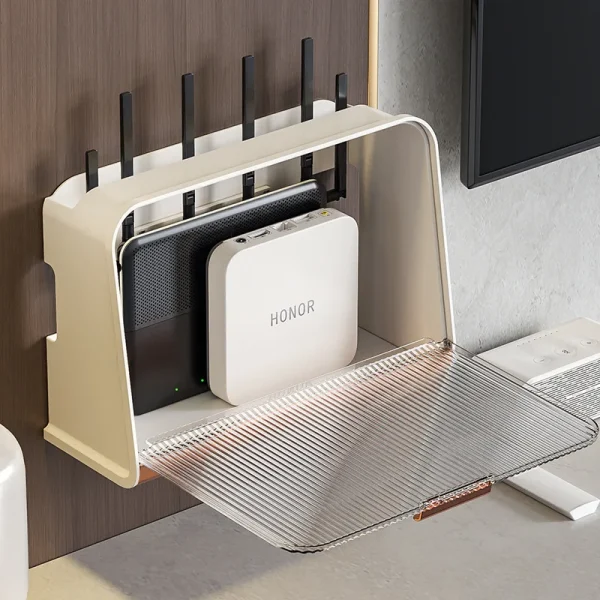Hanging Wireless Wifi Router Shelf Storage Box Wall ABS Plastic Organizer Box Cable Power Bracket Organizer Box Home Decor Stuff 2