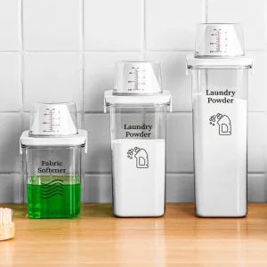 Airtight Laundry Detergent Powder Storage Box Clear washing Powder Container With Measuring Cup Multipurpose Plastic Cereal Jar 1