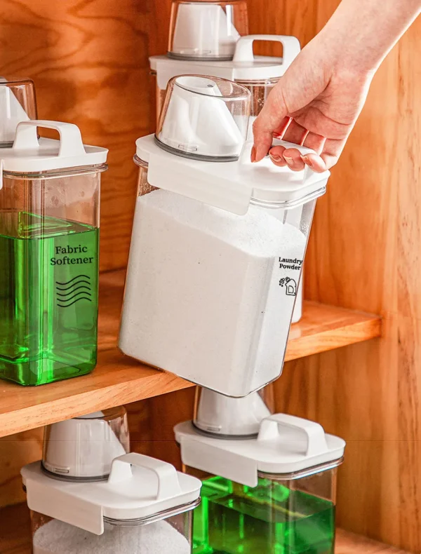 Airtight Laundry Detergent Powder Storage Box Clear washing Powder Container With Measuring Cup Multipurpose Plastic Cereal Jar 3