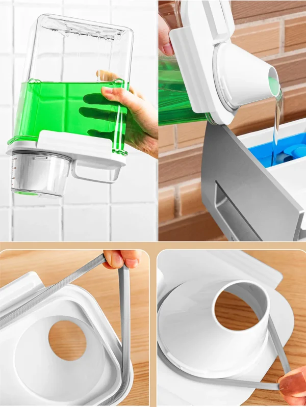 Airtight Laundry Detergent Powder Storage Box Clear washing Powder Container With Measuring Cup Multipurpose Plastic Cereal Jar 4