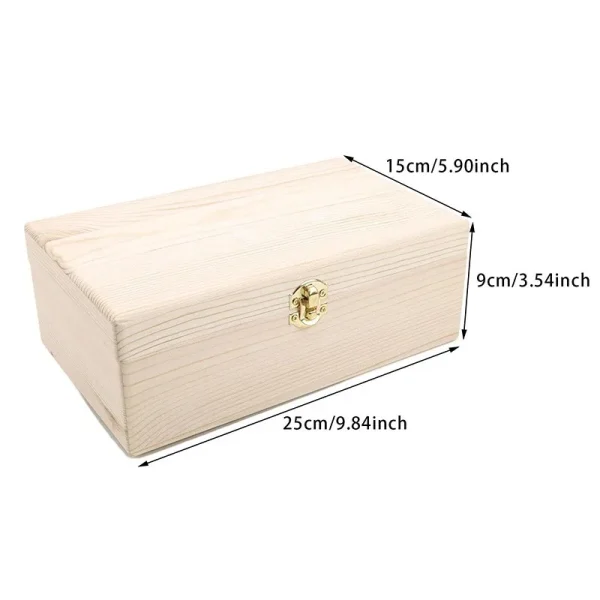 Home Storage Box Natural Wooden With Lid Golden Lock Postcard Organizer Handmade Craft Jewelry Case Wooden Box Casket NEW 2