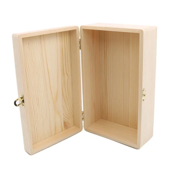 Home Storage Box Natural Wooden With Lid Golden Lock Postcard Organizer Handmade Craft Jewelry Case Wooden Box Casket NEW 3