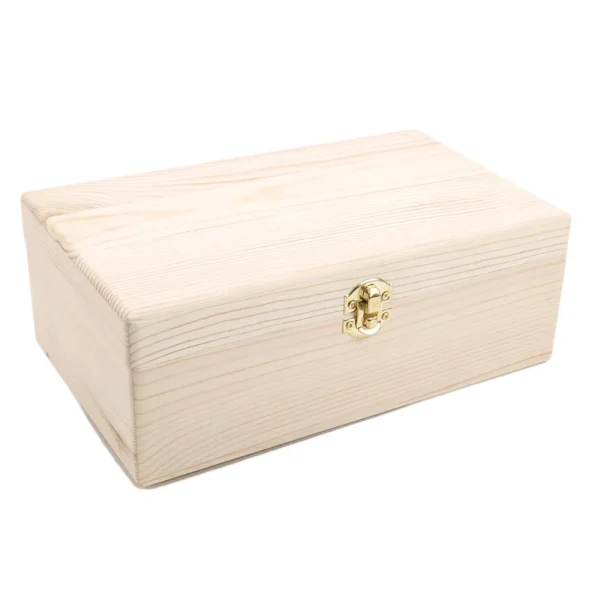 Home Storage Box Natural Wooden With Lid Golden Lock Postcard Organizer Handmade Craft Jewelry Case Wooden Box Casket NEW 5