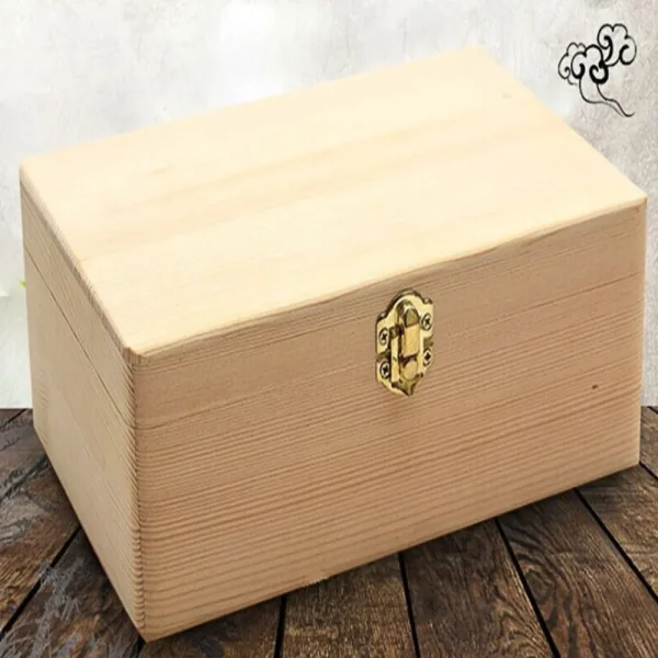 Home Storage Box Natural Wooden With Lid Golden Lock Postcard Organizer Handmade Craft Jewelry Case Wooden Box Casket NEW 6