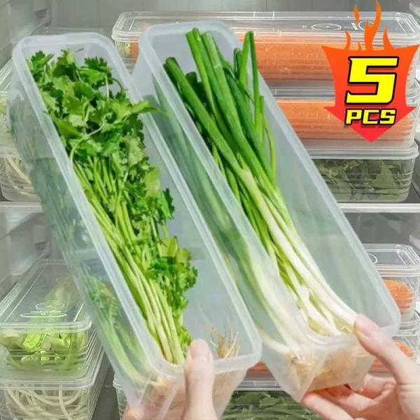 Fresh Box Refrigerator Storage Boxes Scallions Food Container with Lid Cold Crisper Sealed Kitchen Fresh Fruit Fridge Organizer 2
