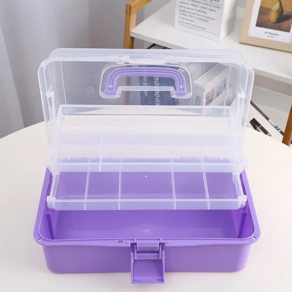 3 Layers Large Capacity Storage Box Foldable Multifunctional Plastic Portable Makeup Hairpin Organizer Nail Art Jewelry Box 1