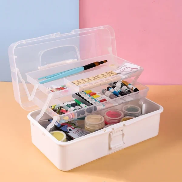 3 Layers Large Capacity Storage Box Foldable Multifunctional Plastic Portable Makeup Hairpin Organizer Nail Art Jewelry Box 2