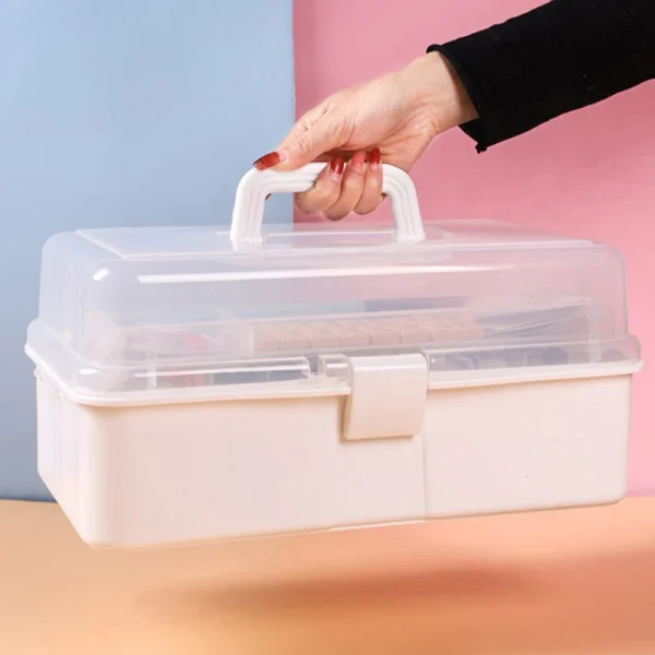 3 Layers Large Capacity Storage Box Foldable Multifunctional Plastic Portable Makeup Hairpin Organizer Nail Art Jewelry Box 3